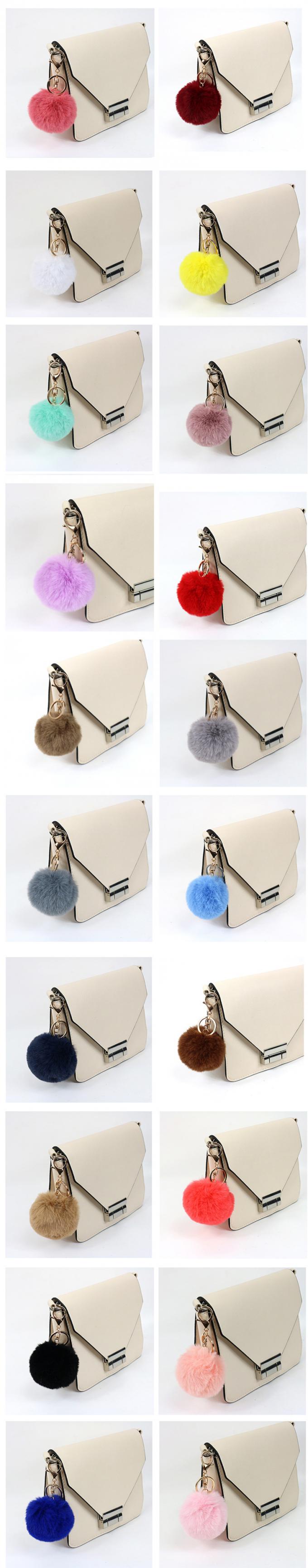 卸し売りかわいいのどのウサギの毛皮の球車のPom Pomのキー ホルダーのハンドバッグの吊り下げ式の財布の魅力のピンクKeychainは唐辛子スプレーKeychainを