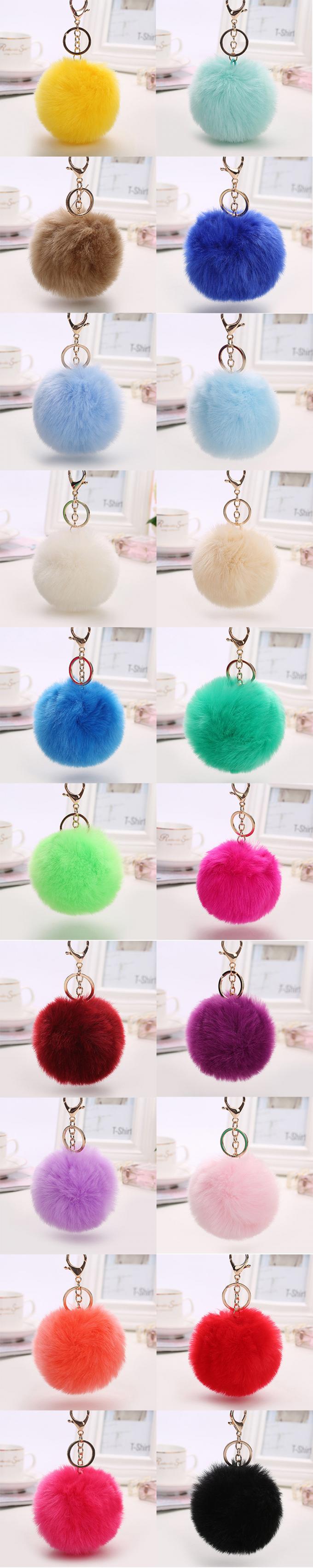 卸し売りかわいいのどのウサギの毛皮の球車のPom Pomのキー ホルダーのハンドバッグの吊り下げ式の財布の魅力のピンクKeychainは唐辛子スプレーKeychainを