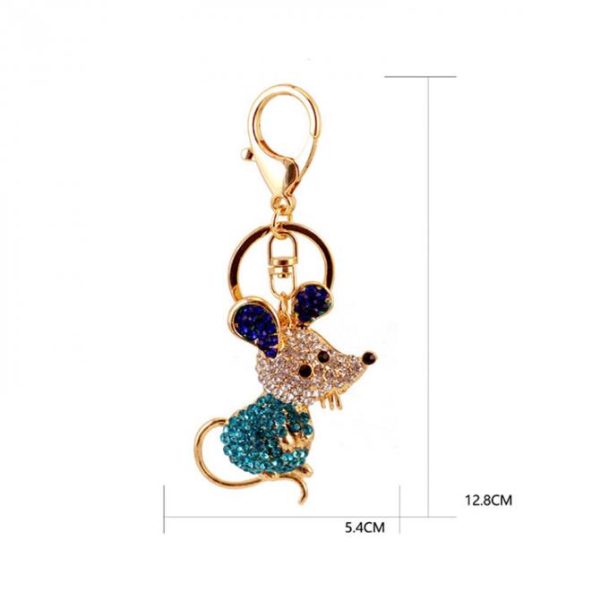 私達の中の卸しでラットのギフトのかわいいダイヤモンドのマウス車のKeychainの動物の金属のペンダントの年ラインストーンKeychain
