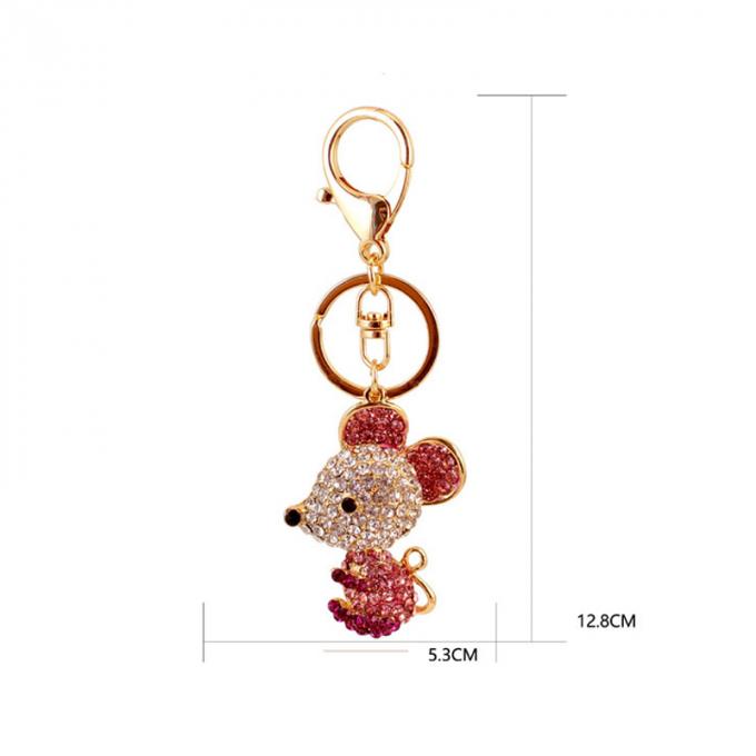 私達の中の卸しでラットのギフトのかわいいダイヤモンドのマウス車のKeychainの動物の金属のペンダントの年ラインストーンKeychain