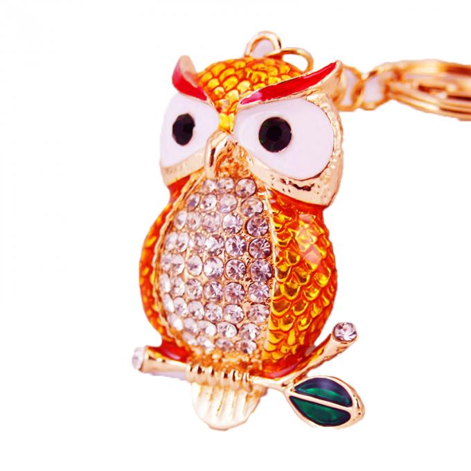 デザイナーKeychainのダイヤモンドのフクロウ車女性袋の付属品のWristlet車の動物の金属車かわいいKeychain