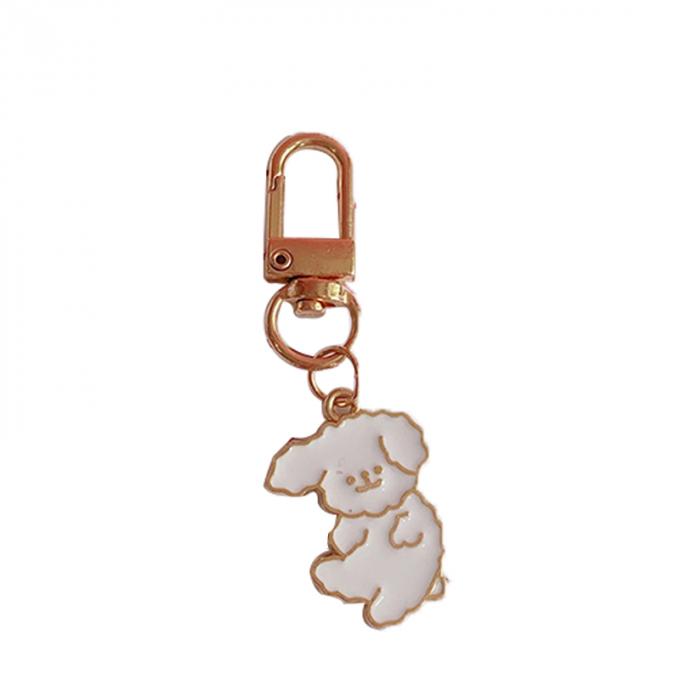 卸し売りウサギのKeychainの小さい花の金属の吊り下げ式袋は女性のための付属品のかわいい漫画Keychainsを飾る